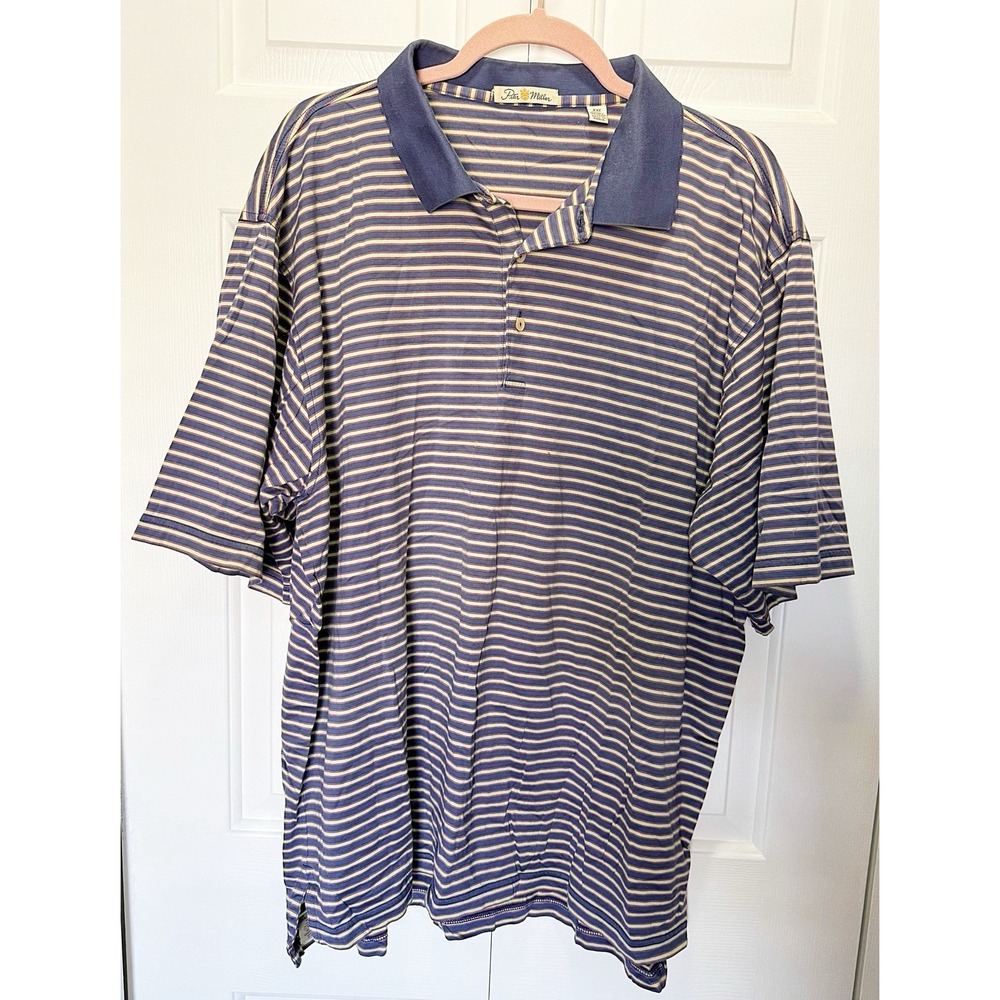 Peter Millar Striped Blue/green 2XL Short Sleeve Shirt